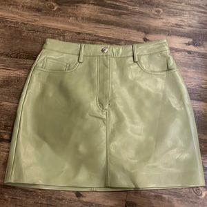 Sage leather mini skirt